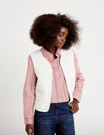 Gilet matelass&eacute; sans manches ecru femme