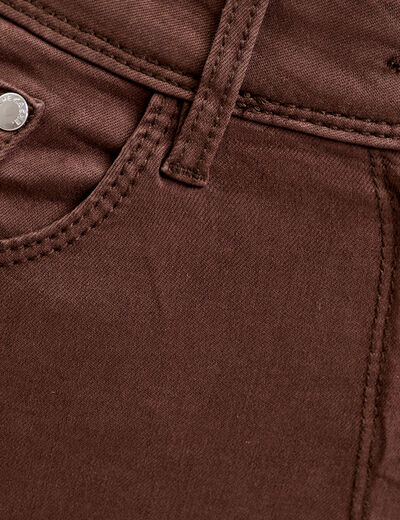 Jeans slim 5 poches marron fonc&eacute; femme
