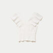 Blouse cintr&eacute;e cropped sans manches ecru femme