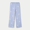 Pantalon large taille haute &agrave; relief blanc femme