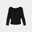 Top droit col bateau manches longues noir femme