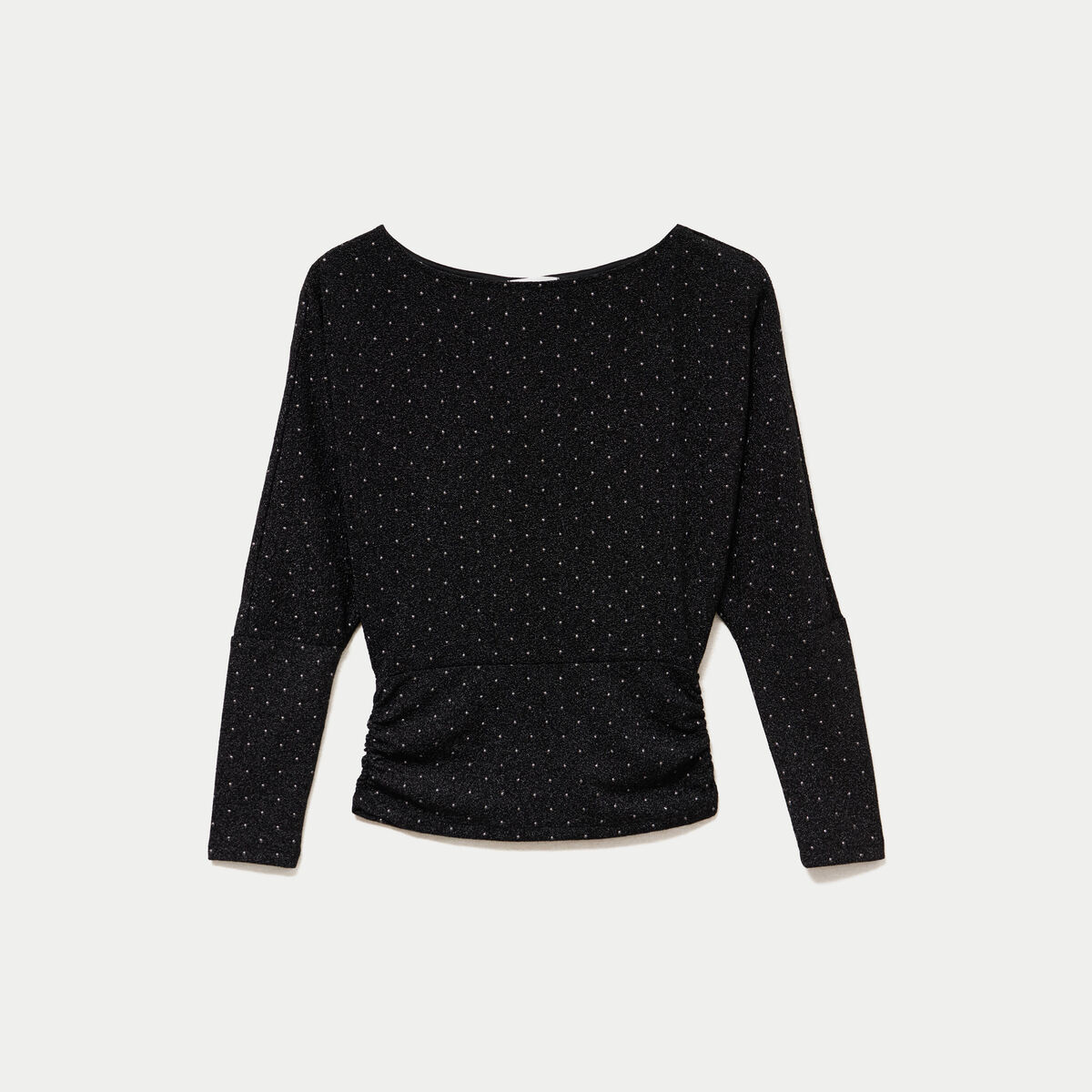 Top droit col bateau manches longues noir femme