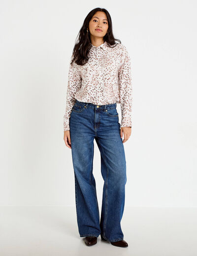 Chemise droite manches longues blanc femme