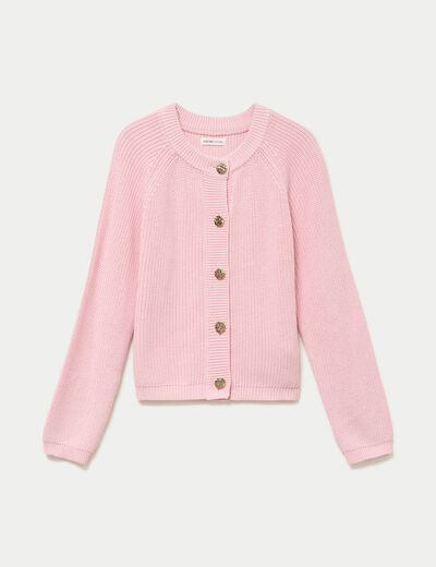 Gilet manches longues rose clair femme