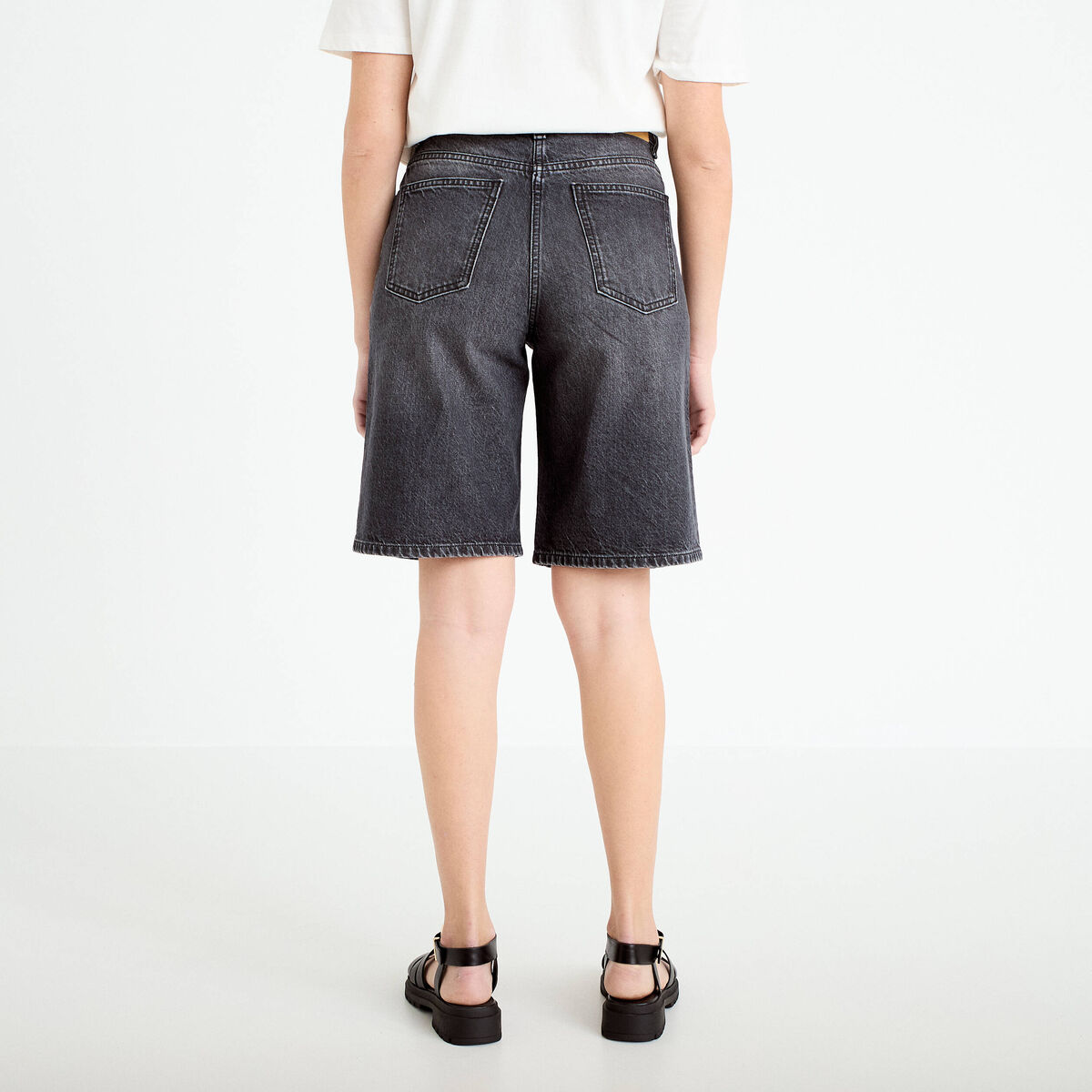 Bermuda en jean denim noir femme