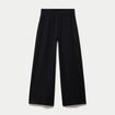Pantalon large taille haute noir femme