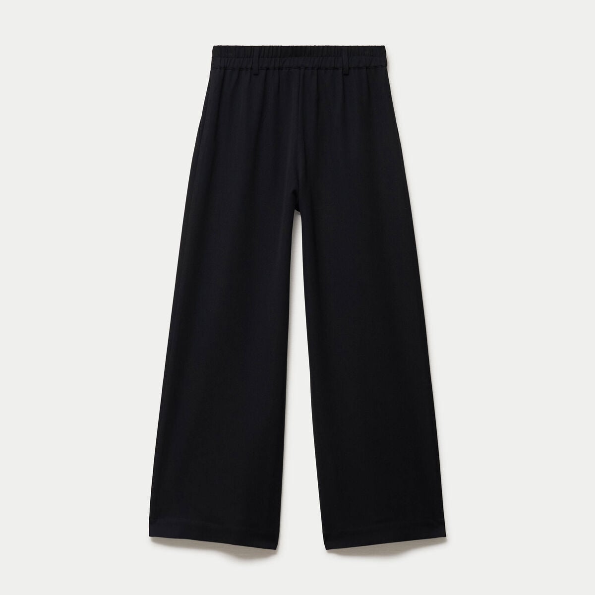 Pantalon large taille haute noir femme