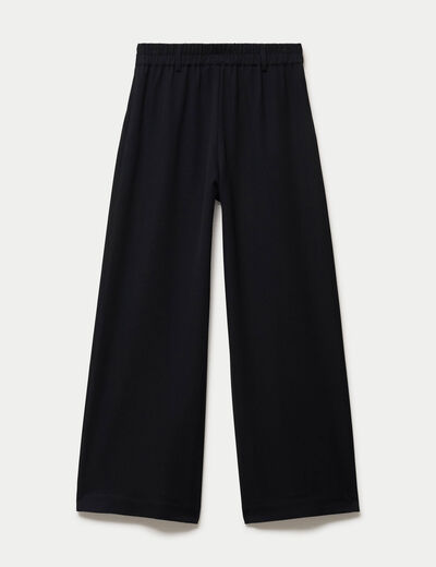 Pantalon large taille haute noir femme