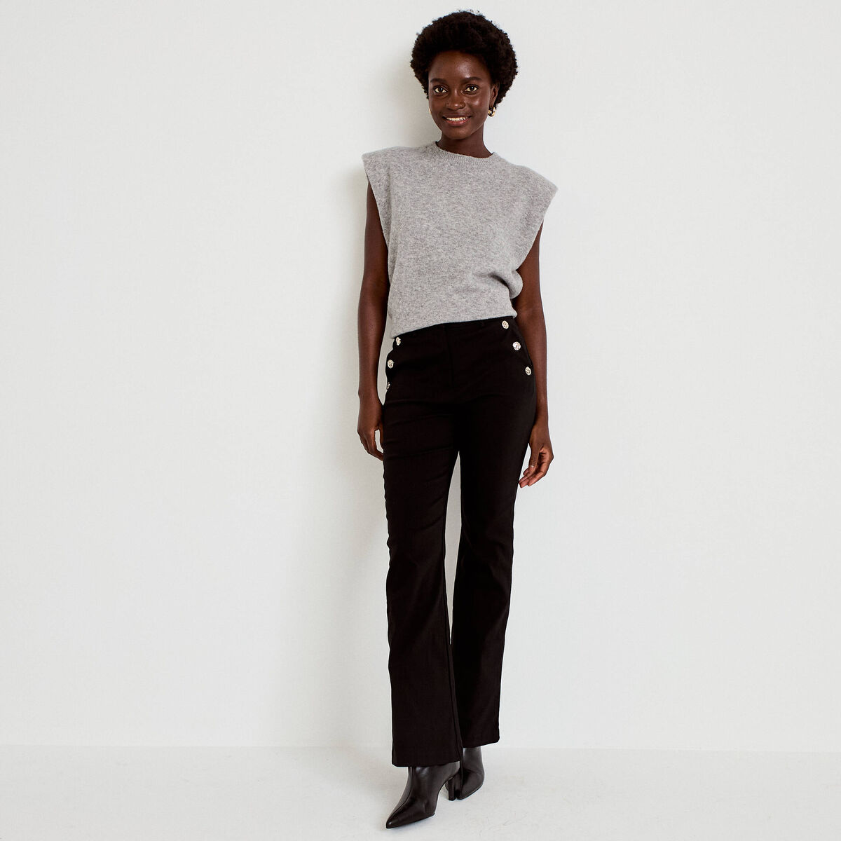 Pantalon taille haute noir femme
