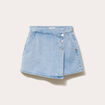 Jupe-short trap&egrave;ze courte taille haute bleu clair femme
