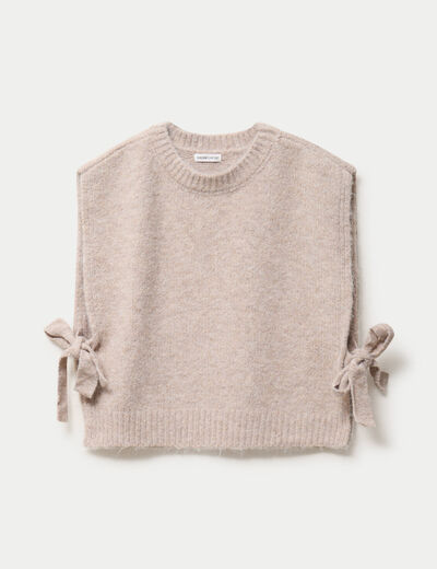 Pull sans manches taupe femme