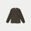 Blouse droite col rond manches longues vert kaki femme