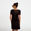 Robe droite courte en maille col rond noir femme