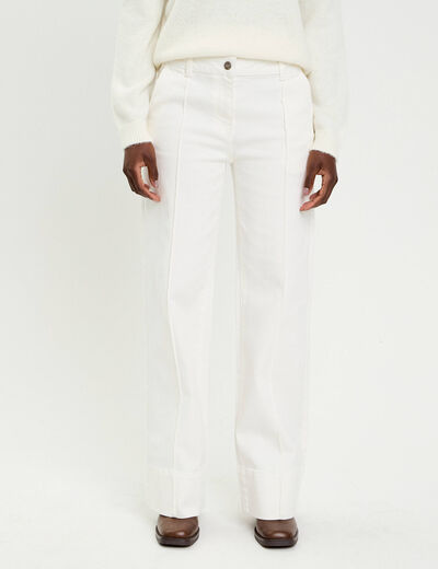 Jean wide leg taille standard denim blanc femme