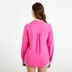 Chemise lin col V manches longues rose femme