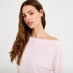 T-shirt col bateau manches longues rose clair femme