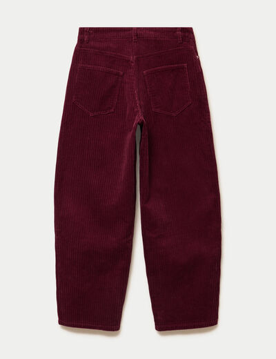 Pantalon large en velours bordeaux femme