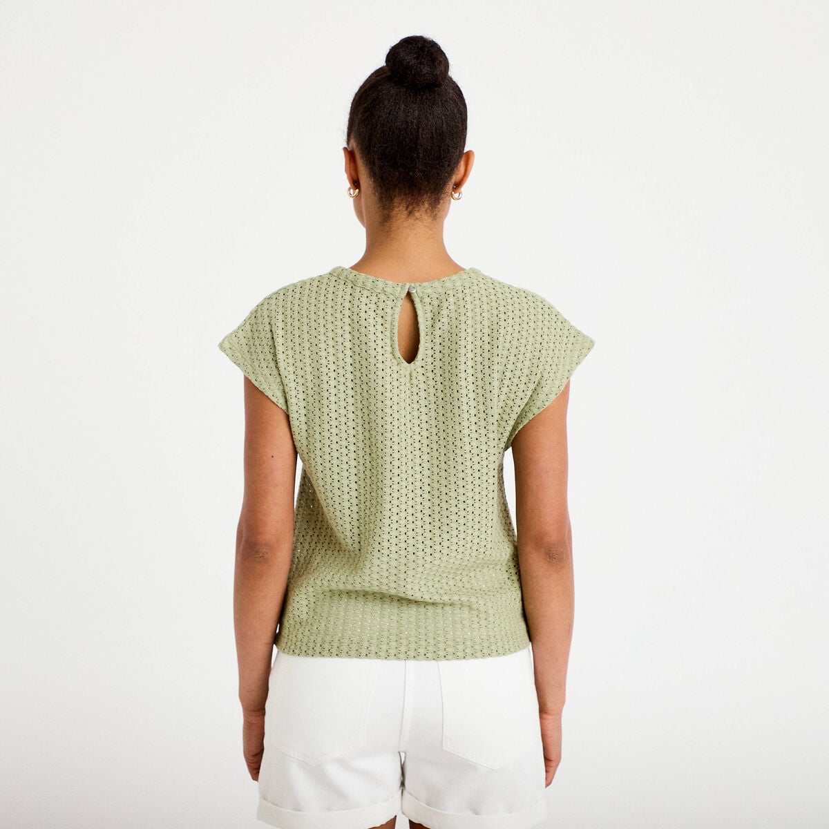 D&eacute;bardeur ajour&eacute; vert kaki femme