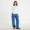 Jean barrel avec broderie bleu femme
