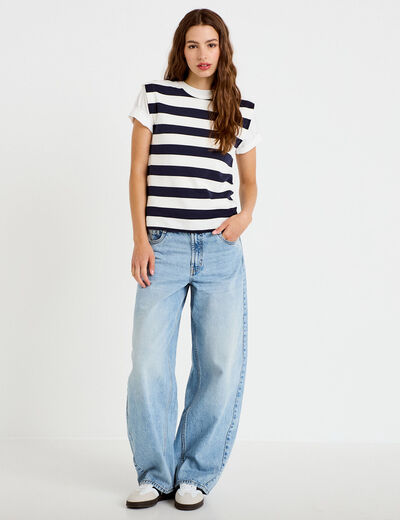 Jean coupe large denim triple stone femme