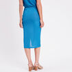 Jupe moulante fendue bleu femme