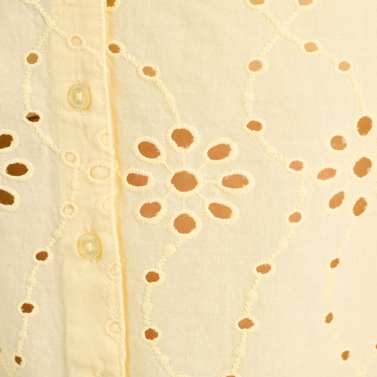 Blouse broderie anglaise jaune clair femme