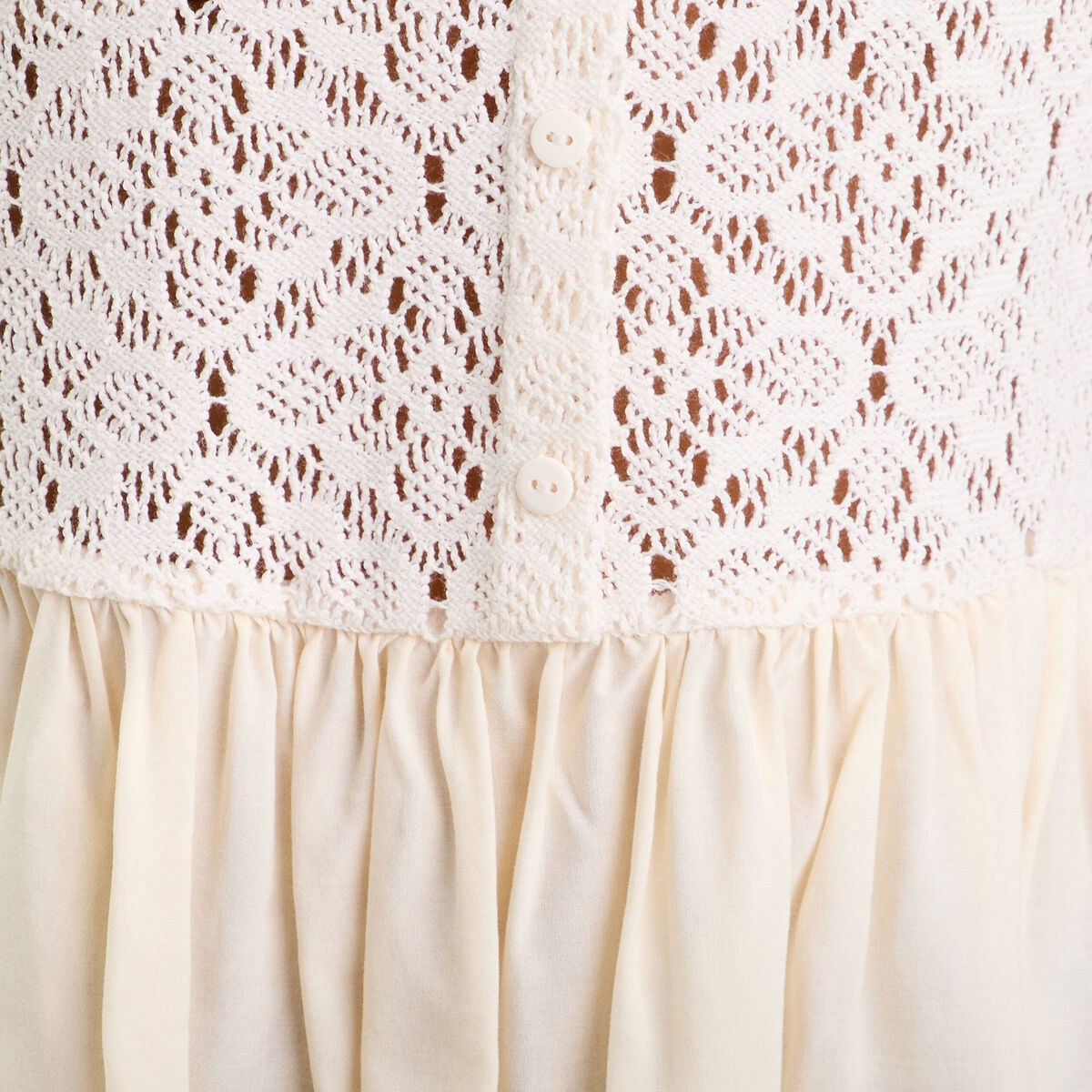 Blouse sans manches dentelle ecru femme