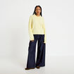 Pull col chemise manches longues jaune clair femme