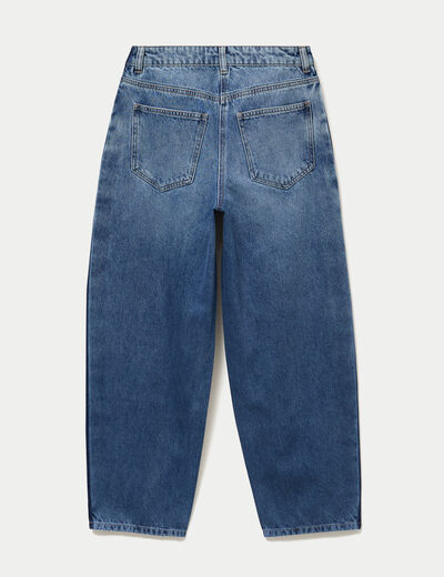 Jean mom cropped denim double stone femme