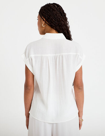 Blouse manches courtes ecru femme