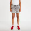 Short mom taille haute en jean denim gris femme