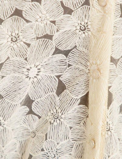 Blouse en dentelle d&eacute;collet&eacute; dos ecru femme