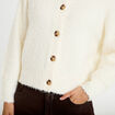 Gilet bouclette col rond manches longues ivoire femme