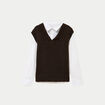 Pull chemise 2-en-1 marron femme