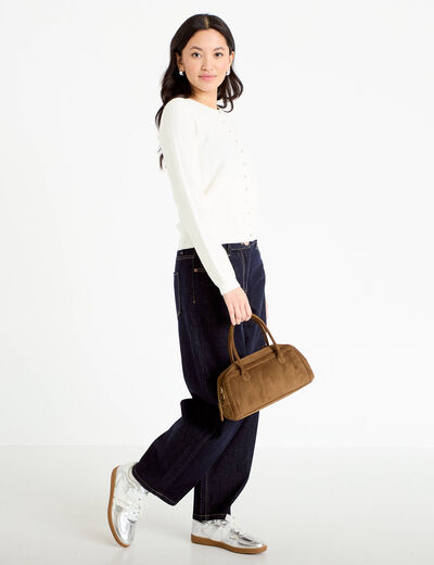 Gilet ajour&eacute; manches longues ecru femme