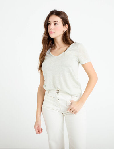 T-shirt manches courtes iris&eacute; gris argent femme