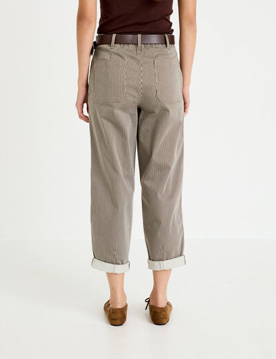 Pantalon chino 7/8&egrave;me taille &eacute;lastiqu&eacute;e vert kaki femme