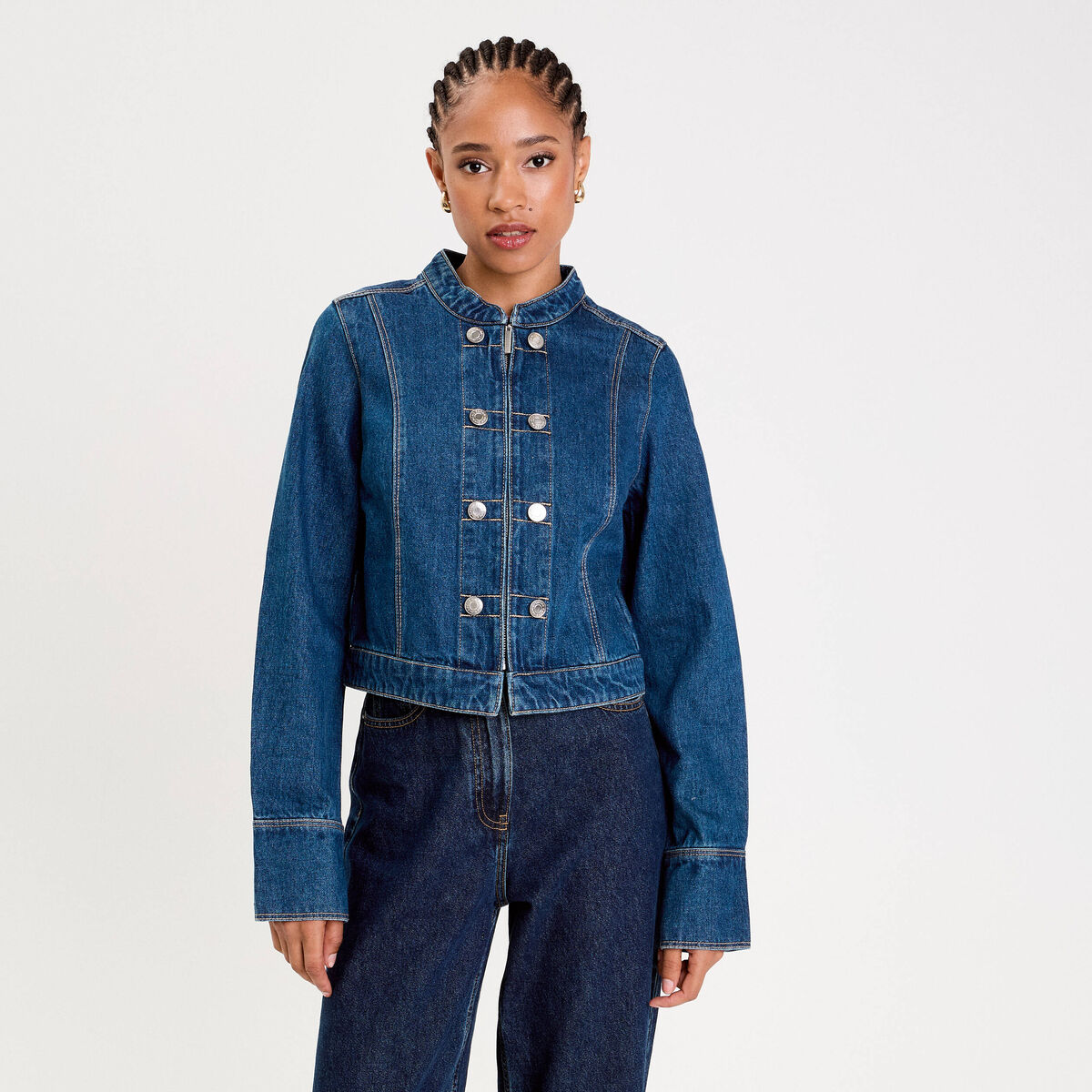Veste en jean avec boutons denim stone femme