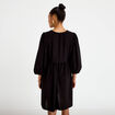 Robe droite courte col v manches 3/4 noir femme