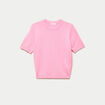 Pull ajust&eacute; court manches courtes rose femme