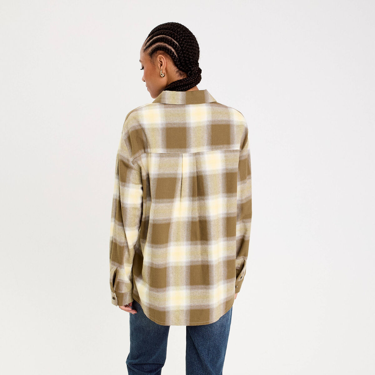 Chemise oversize manches longues vert femme