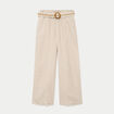 Pantalon large avec ceinture amovible beige femme