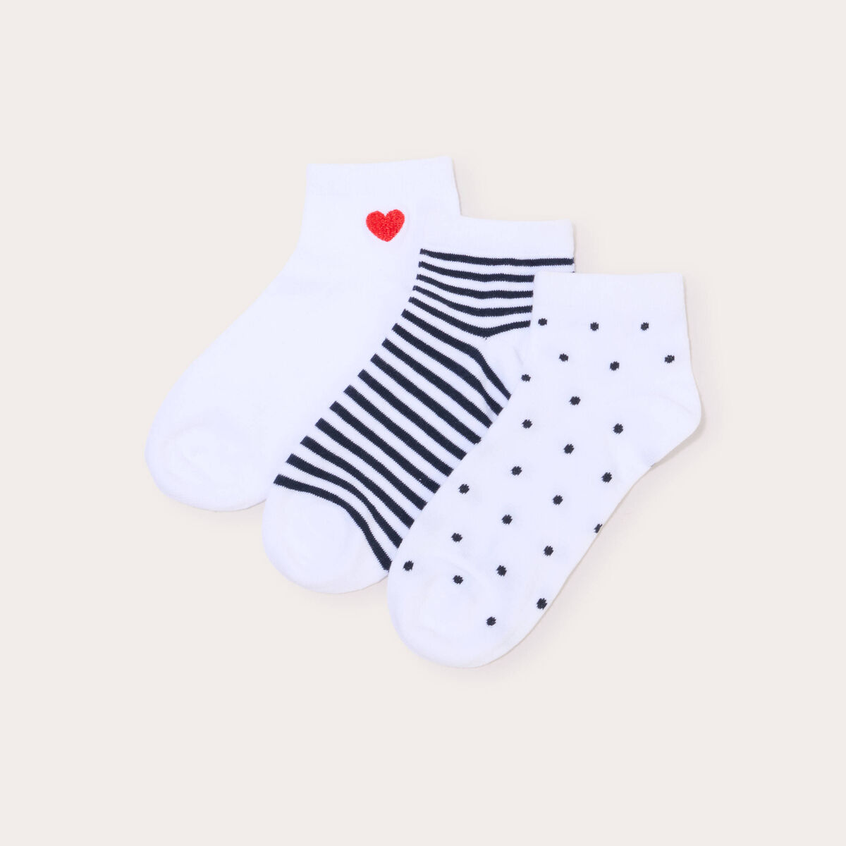 Lot de 3 paires chaussettes ecru femme