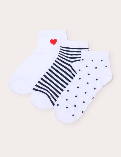 Lot de 3 paires chaussettes ecru femme
