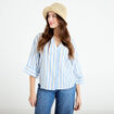Blouse col V manches 3/4 bleu pastel femme