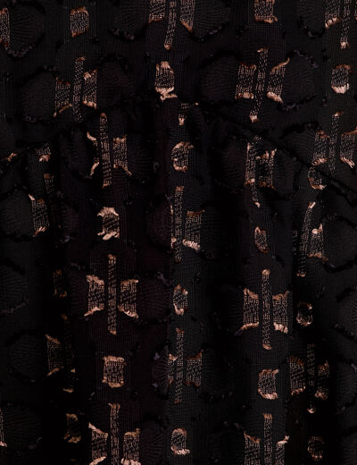 Robe en voile col V noir femme