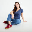 T-shirt noeuds dos bleu fonc&eacute; femme