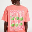 T-shirt oversize manches courtes rose corail femme