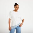 T-shirt oversize longue dentelle ecru femme
