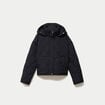 Veste droite &agrave; capuche manches longues noir femme